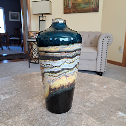 GBG-003 Urn, Closed Neck Sage/Black $725 at Hunter Wolff Gallery